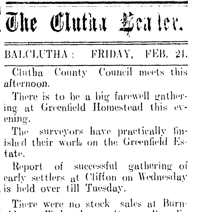 The Clutha Leader. BALCLUTHA: FRIDAY, FEB. 24. (Clutha Leader 24-2-1905)