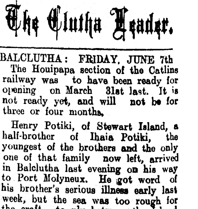 The Clutha Leader. BALCLUTHA: FRIDAY, JUNE 7th. (Clutha Leader 7-6-1907)