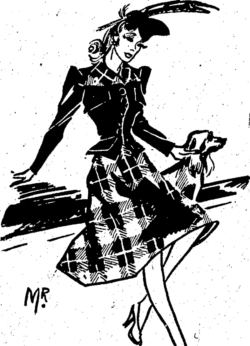 A bright plaid skirt, a monotone japket, and, a perky Glengarry bonnet are the essencey of fashions this winter. / (Evening Post, 24 April 1940)