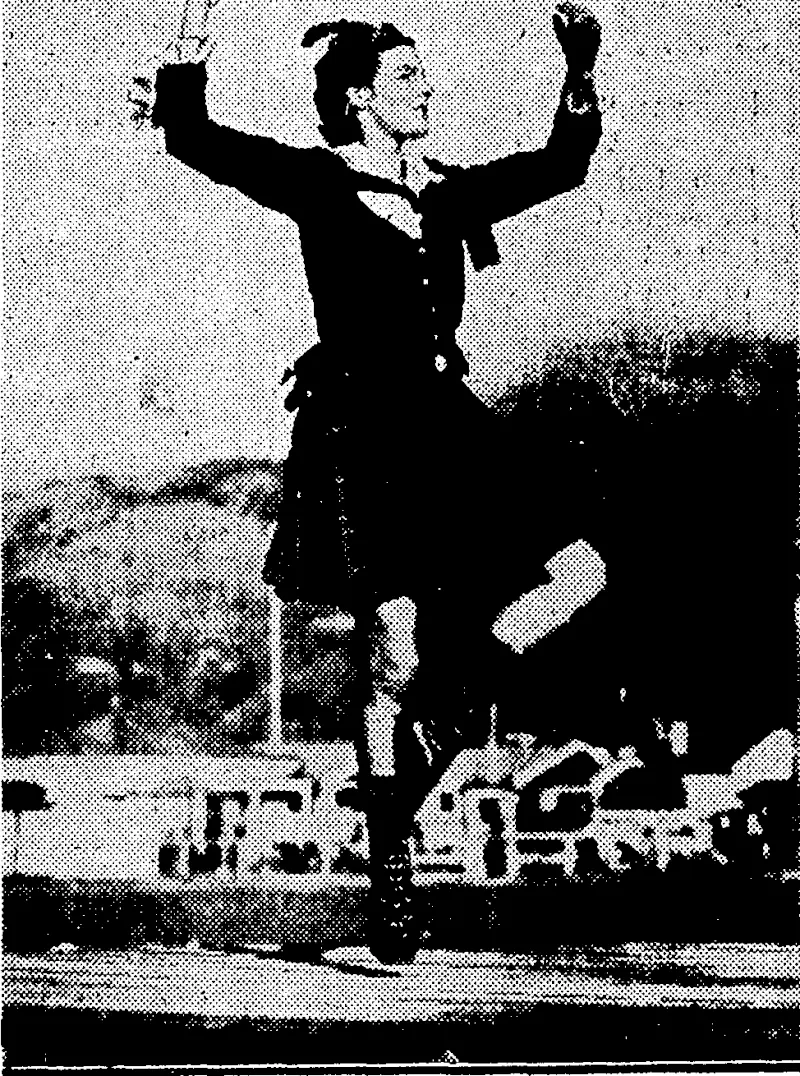 VA.'-R.-Klngsford, Photo: GRACEFUL DANCING.—'Miss '=G. ;Inkster, winner of the Nelson Provincial Scottish. Society Cup!- for Highland dancing, held during-the.recentrEaster . . . athletic meeting. ; . v ■[ (Evening Post, 27 April 1935)