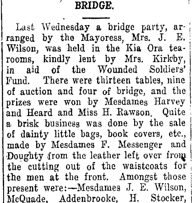 BRIDGE. (Taranaki Daily News 2-10-1915)