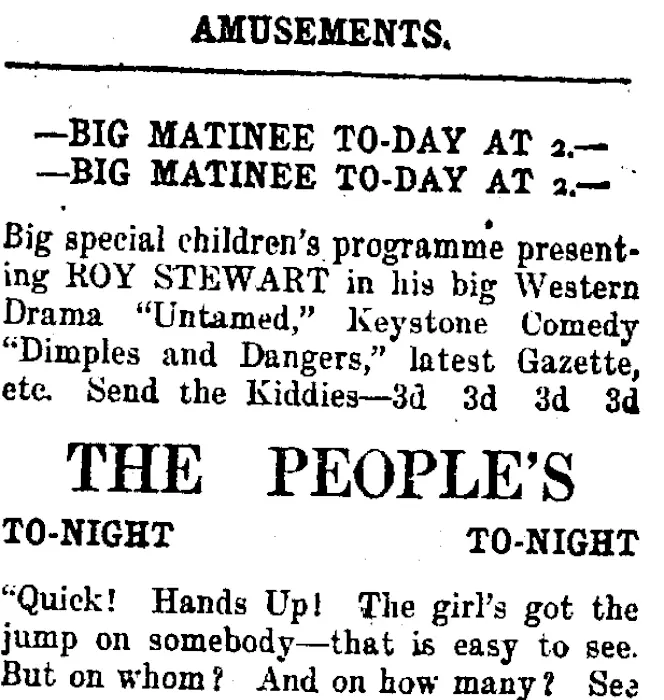 Page 1 Advertisements Column 2 (Taranaki Daily News 21-10-1919)