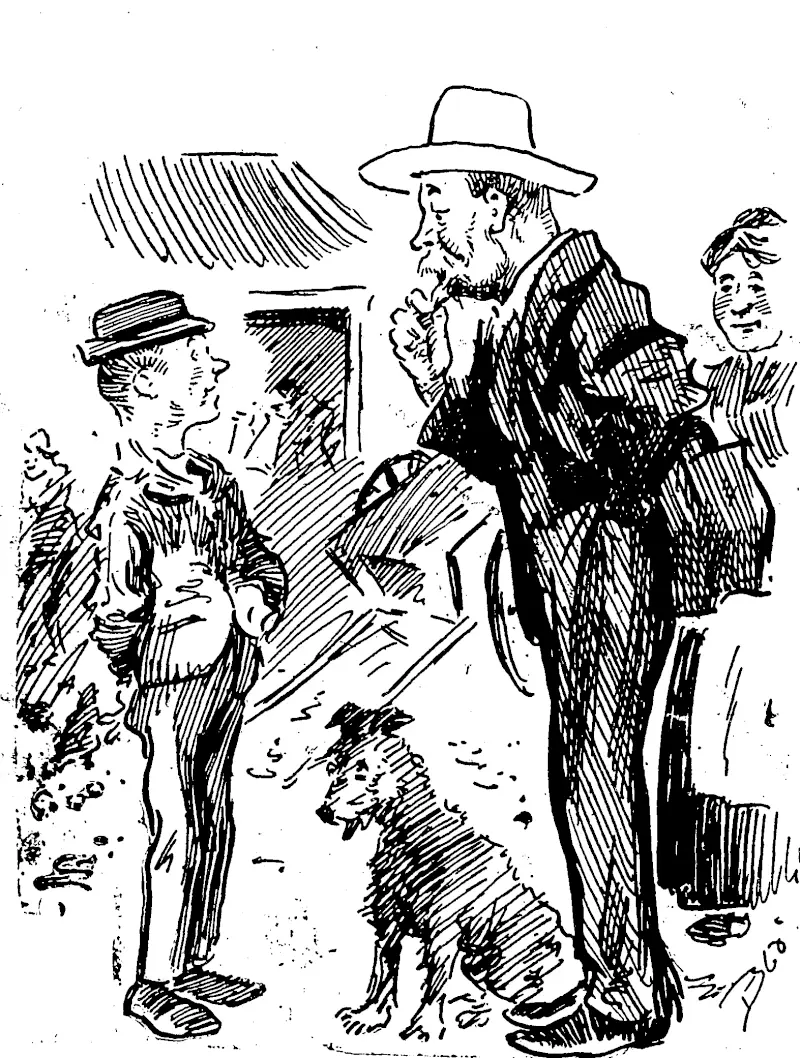 SMART BOY. Uncle Hayseed (wishing to show off before his congregated family, to applicant for milking job): Now, sonny, you kid yourself you know all about farming, what side do you m\lk a cow from ? Young Imported: The underside, of course, (Observer, 03 February 1912)