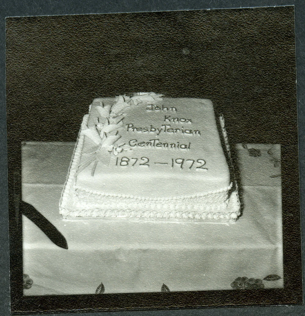 John Knox Church centennial cake, 1972
