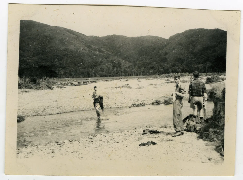 "How to cross a river without getting your feet wet," The 1950 tramp back to the Orongorongo Valley, Presbyterian Harrier Club - Wellington
