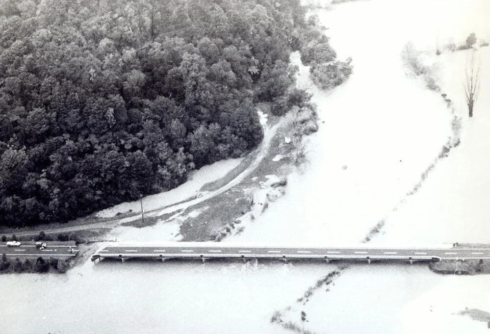 Bridge damaged by Tākaka floods 1983