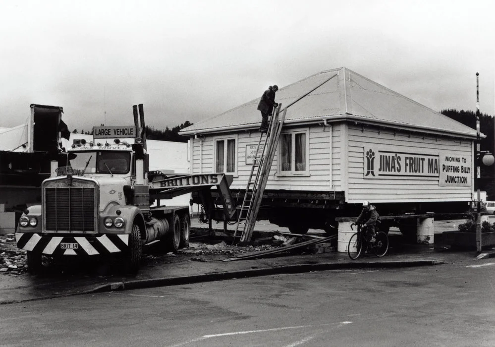 House relocation; the historic Jina's Fruit Mart building moving to Silverstream.