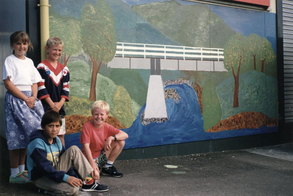 Birchville School; boiler-house mural.