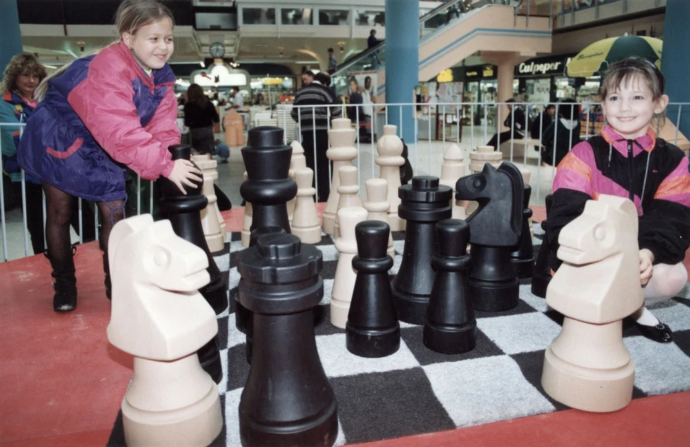 Maidstone Mall; giant chess set.