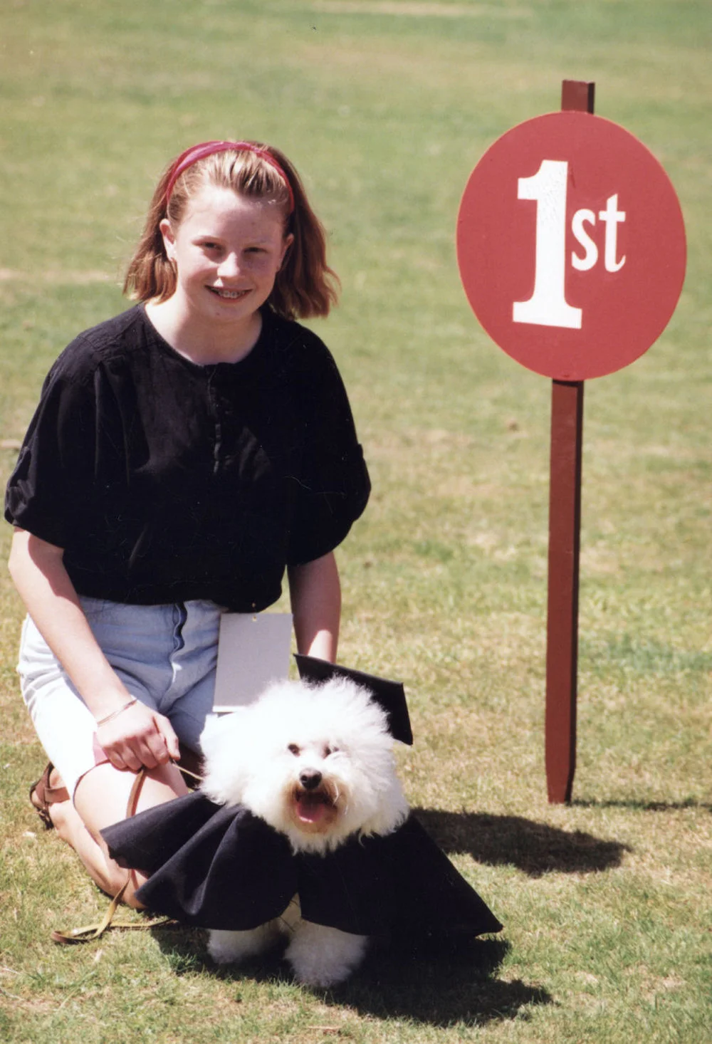 Moggy Dog Show; "best fancy hat" winner with owner Gina Stewart