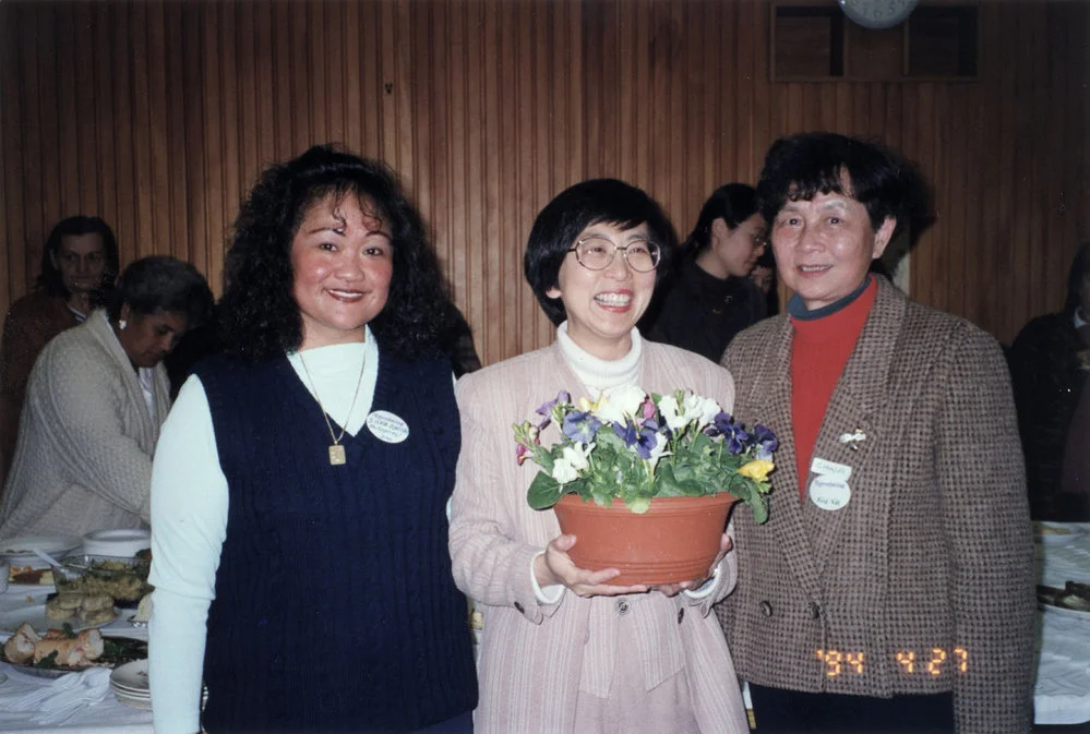 Social English group; Sylvia Zanoobi (Philippines), Pansy Wong (New Zealand's first Asian MP), Xiu Xia (China).