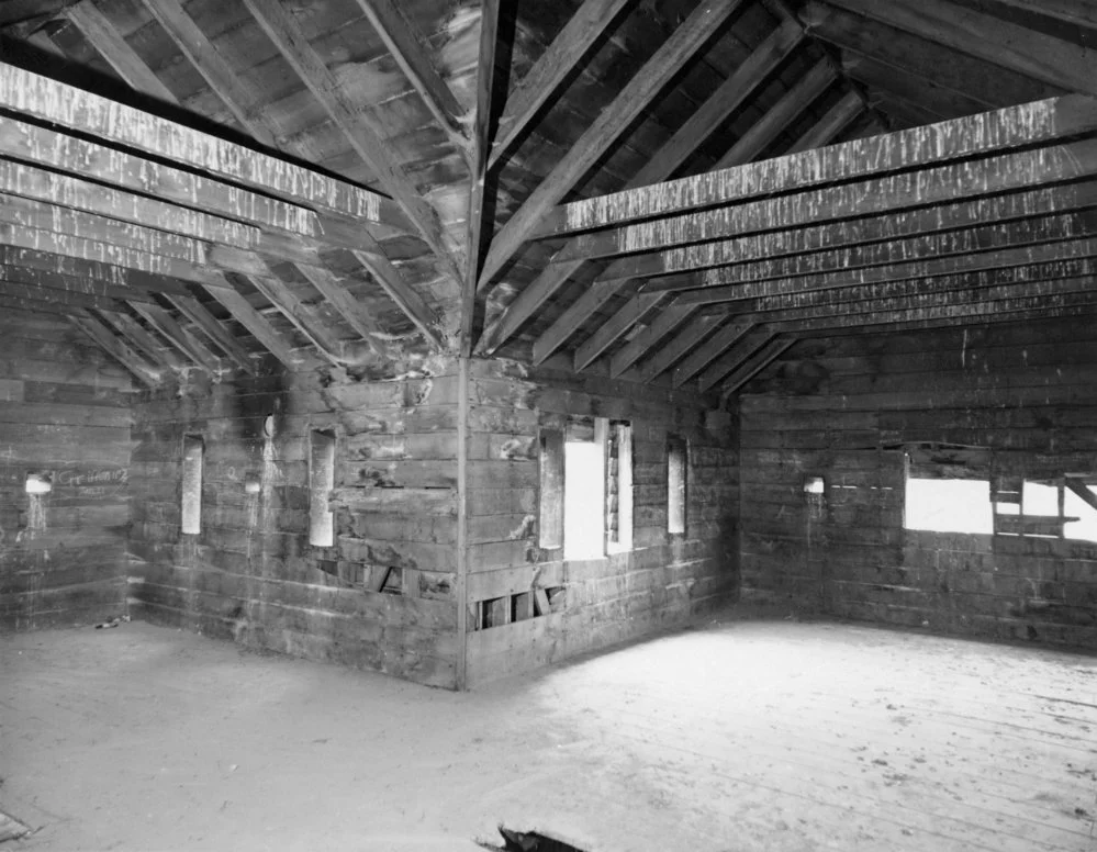 Blockhouse; interior, prior to restoration; upper floor. [P2-602-1505]