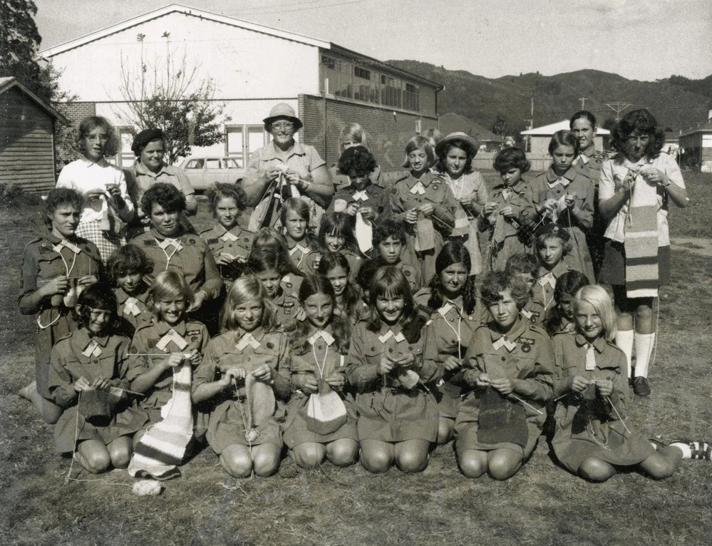 Girl Guides knit-a-thon March 20 1971; raised $152.11 for Home of Compassion.