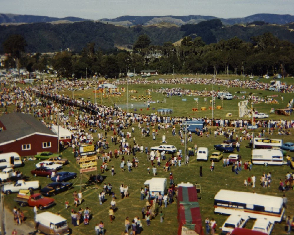 Aerial view of Trentham Memorial Park whilst show in progress.