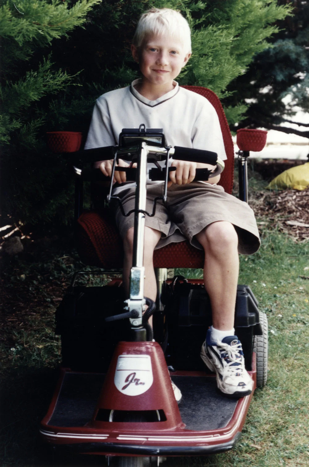 Muscular Dystrophy Association; forthcoming Bow Tie day appeal; Jared McKellar on mobility scooter.