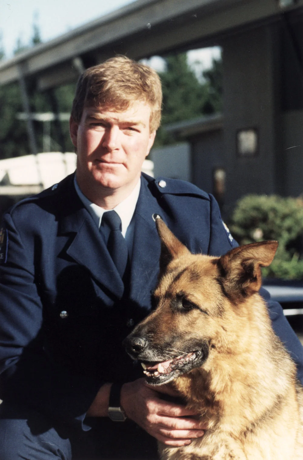 Police dog trials; winner Constable Steven James, from Greymouth, with Tarney.