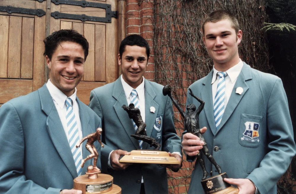 St Patrick's College trophy winners Cameron Doig, Brad Tuatuhi, Matthew Egan.