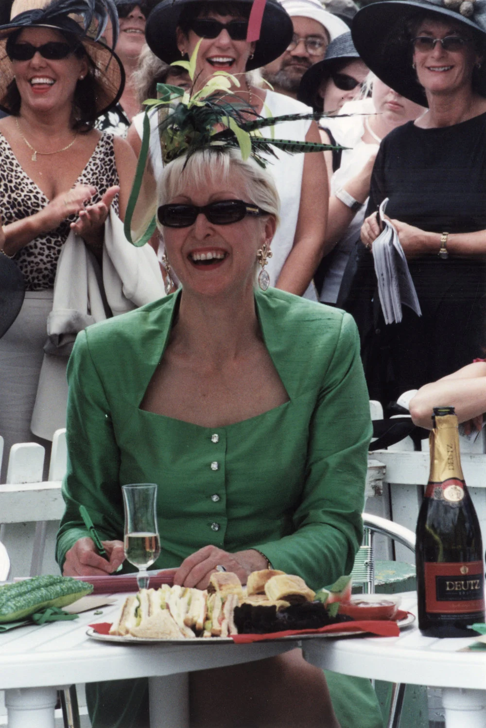 Trentham racecourse fashions 2002; judge Christine Rankin.