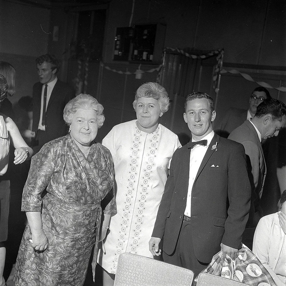 Tony Morgan at 21st birthday party, with Mrs Goss, Mrs Morgan.