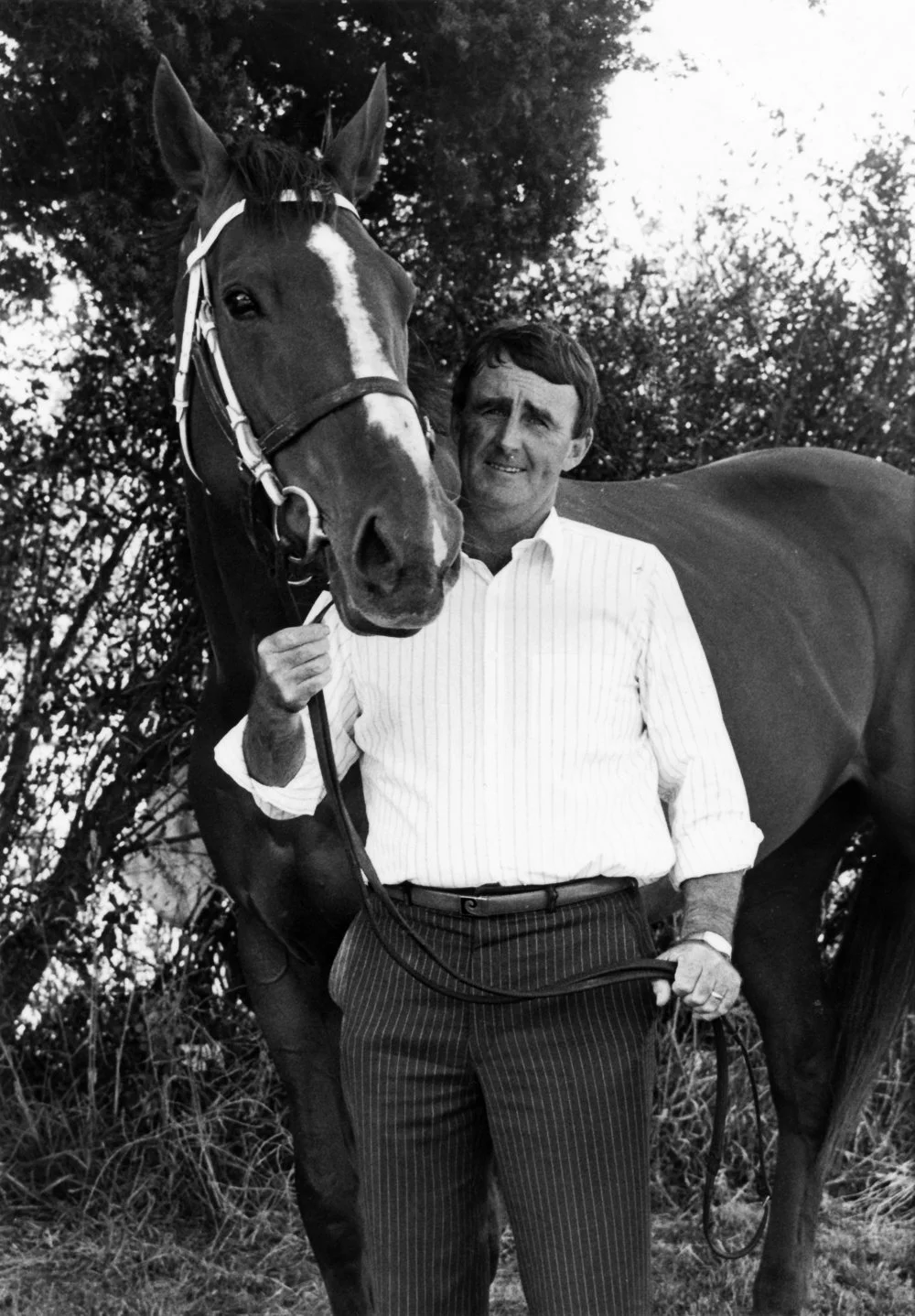 Laurie Laxon, trainer, with mare Empire Rose.