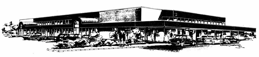 Foodtown supermarket proposal, Queen Street, looking north-east; architect's perspective drawing.