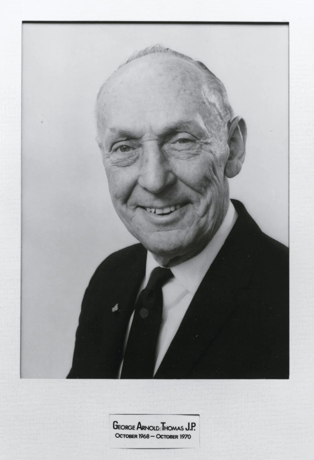 Mayor, 1968-1970; George Arnold Thomas, J.P.; studio portrait.