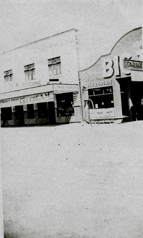 Main Street; Benge's building, housing David Clyde's shop, and Baigent's garage.