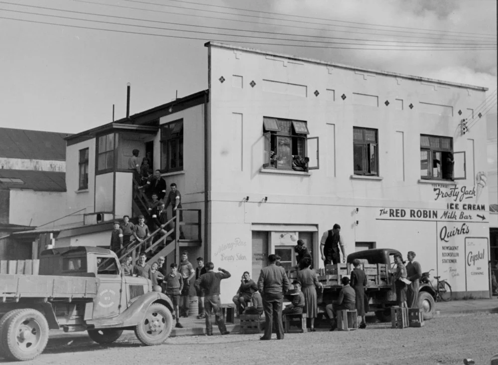 Library 1; corner Main and Russell Streets; moving out, September 1956.