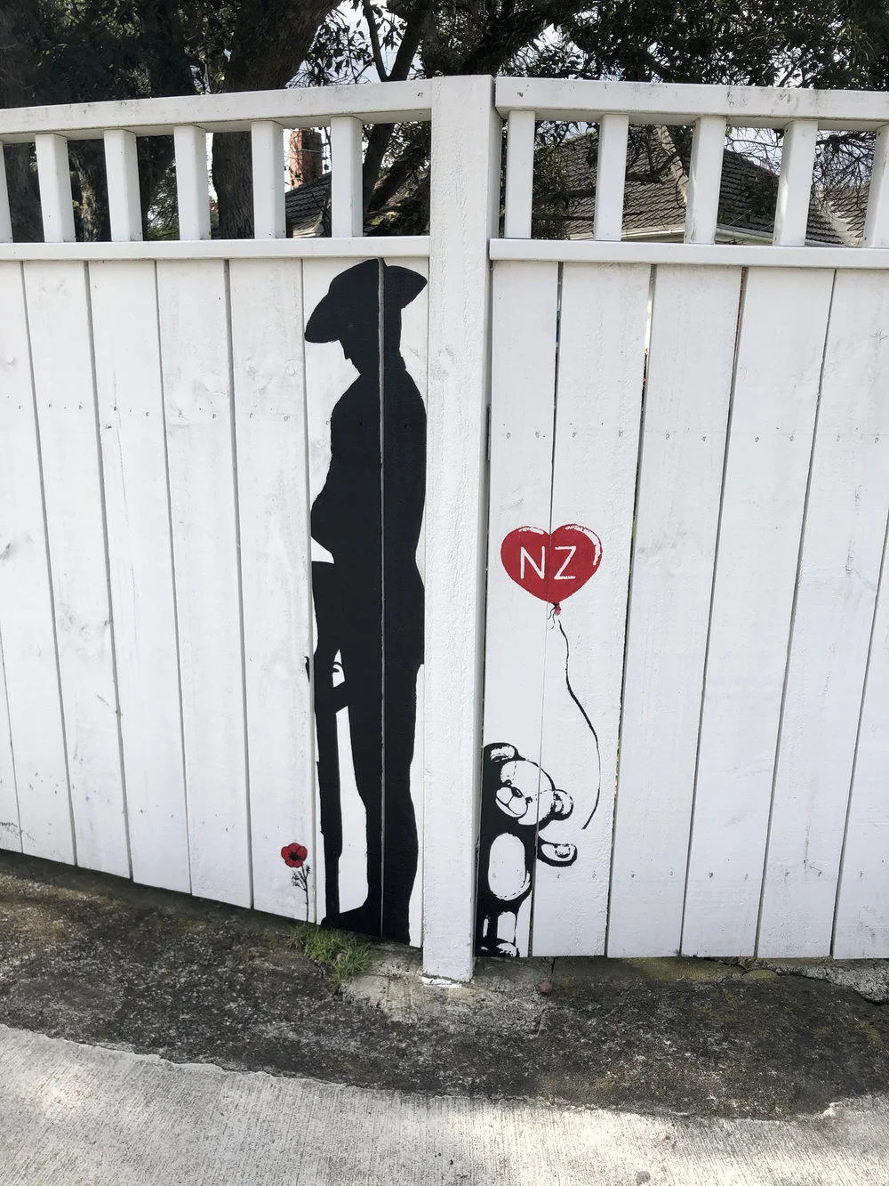 Anzac and teddy bear street art