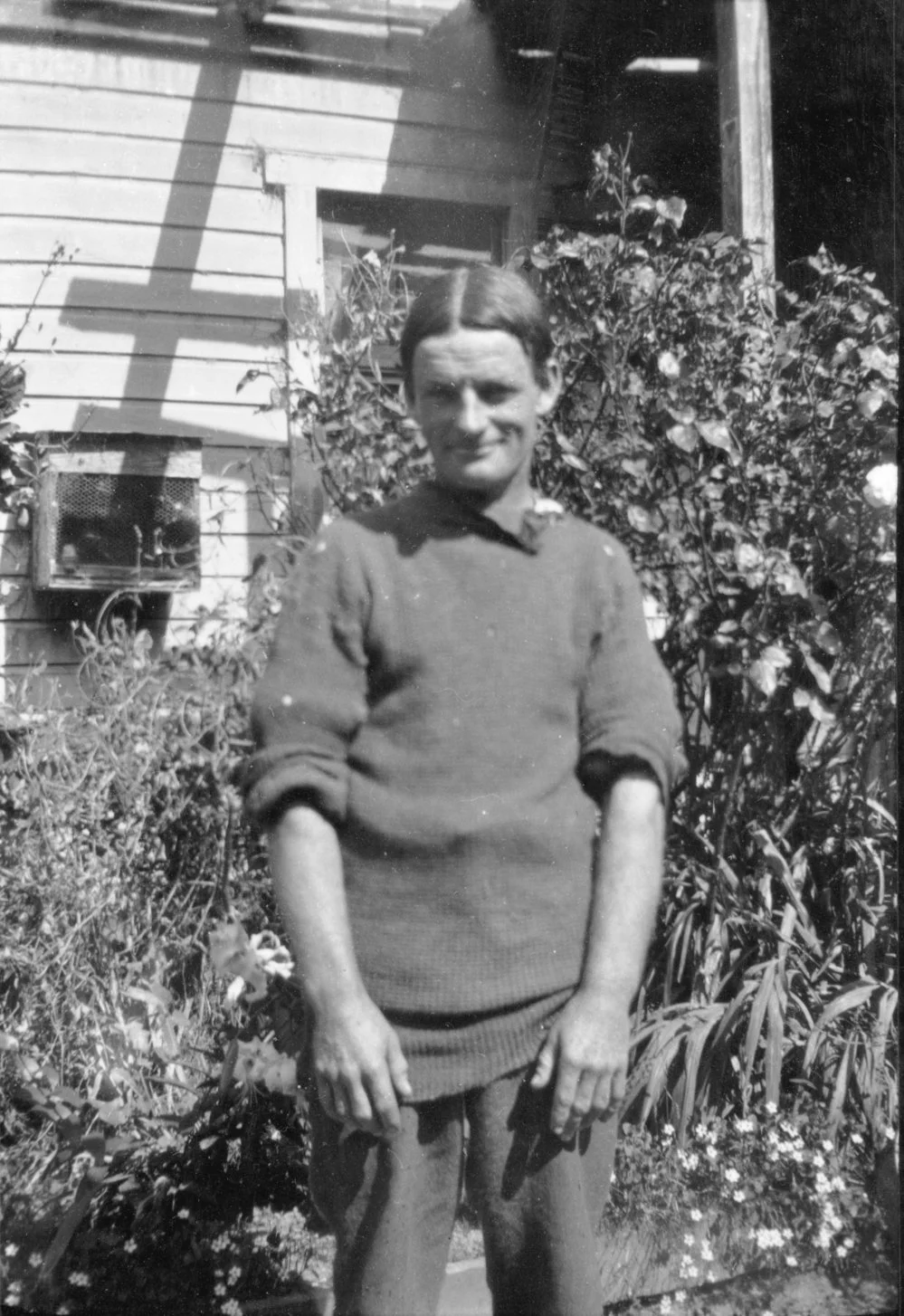 Bonnie Glen; Ken McCurdy at the rear door of McCurdy's Castle.