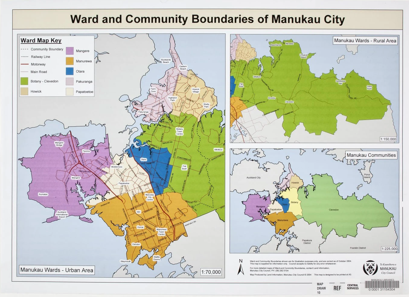 Ward and community boundaries of Manukau City [cartographic material]