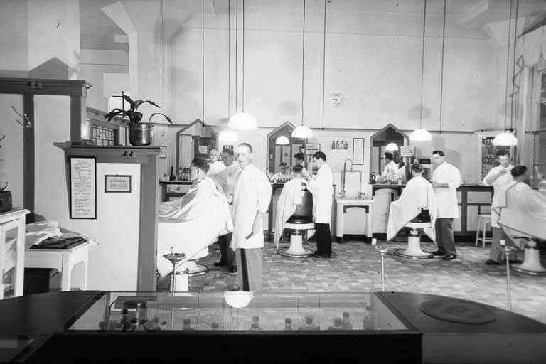 Interior of Milne and Choyce Department Store Barber Shop