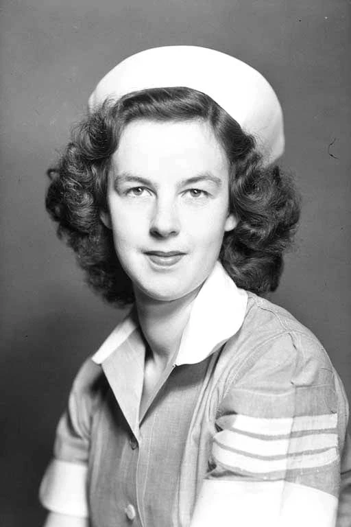Head and shoulder portrait of Miss Lambourne in nurses uniform