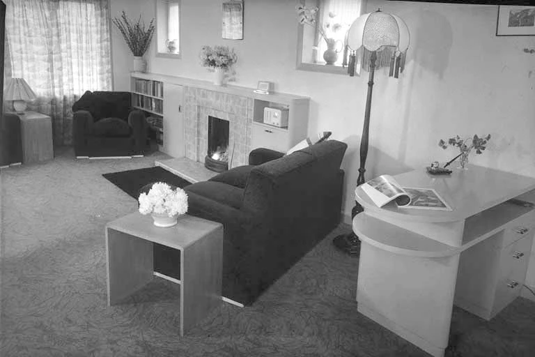 Showing the living room of Mrs Walker's house, Stirling Street, Remuera