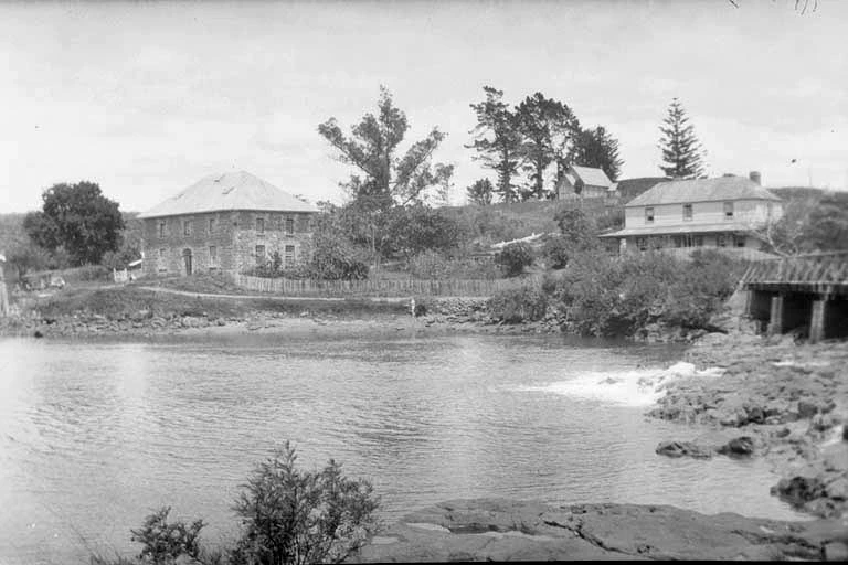 Firth family snaps showing Kerikeri inlet with the old stone Store house