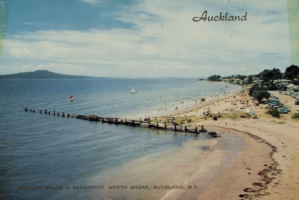 Milford Beach and Rangitoto, North Shore, Auckland N.Z.