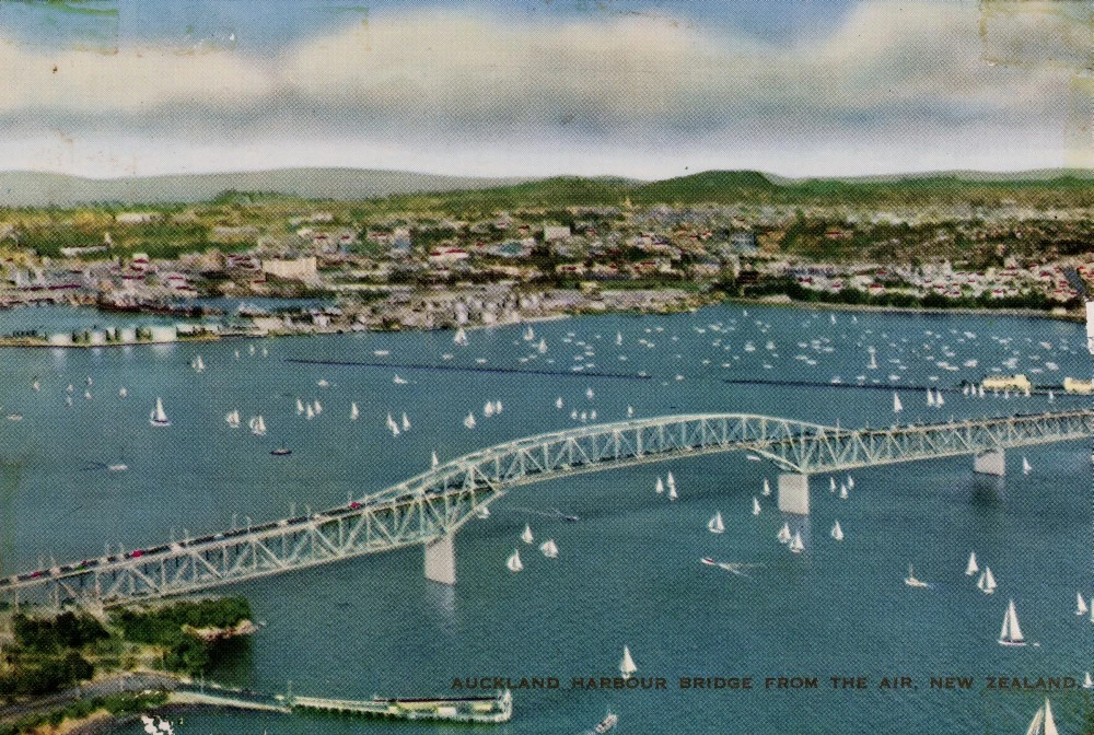 Auckland Harbour Bridge from the Air, New Zealand