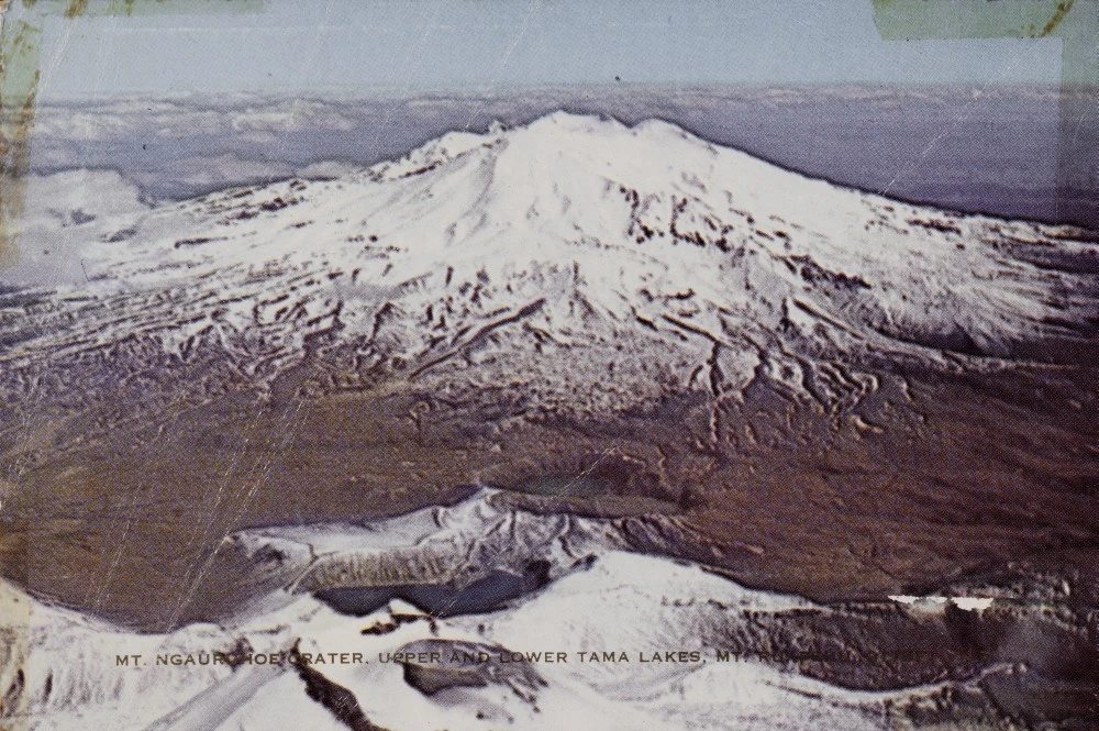 Mt. Ngauruhoe crater, Upper and Lower Tama Lakes, Mt. Ruapehu, 9157ft., N.Z.