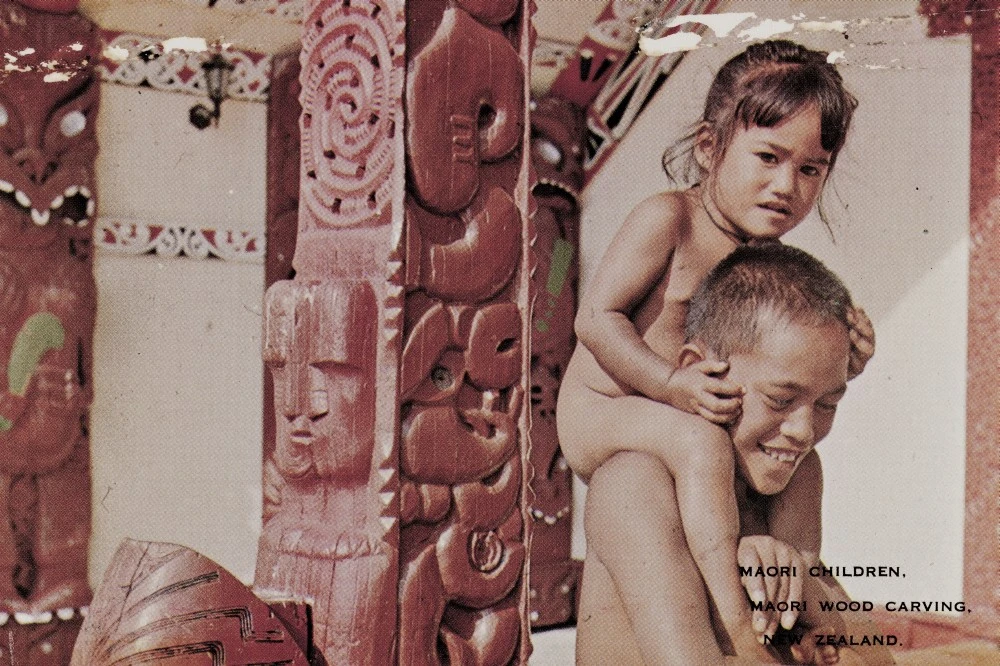 Maori Children, Maori Wood Carving, New Zealand