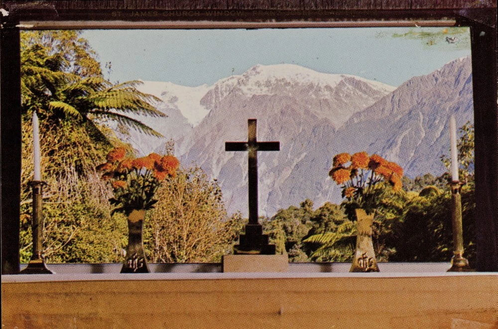 St James Church Window, Franz Josef Glacier, N.Z.