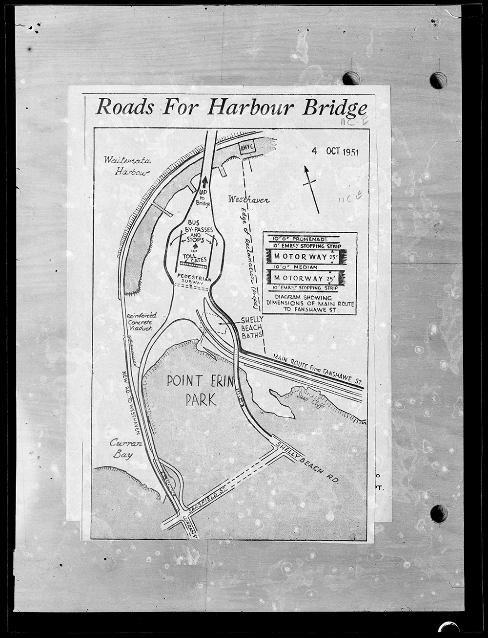 1951 plan of Auckland Harbour Bridge approach roads
