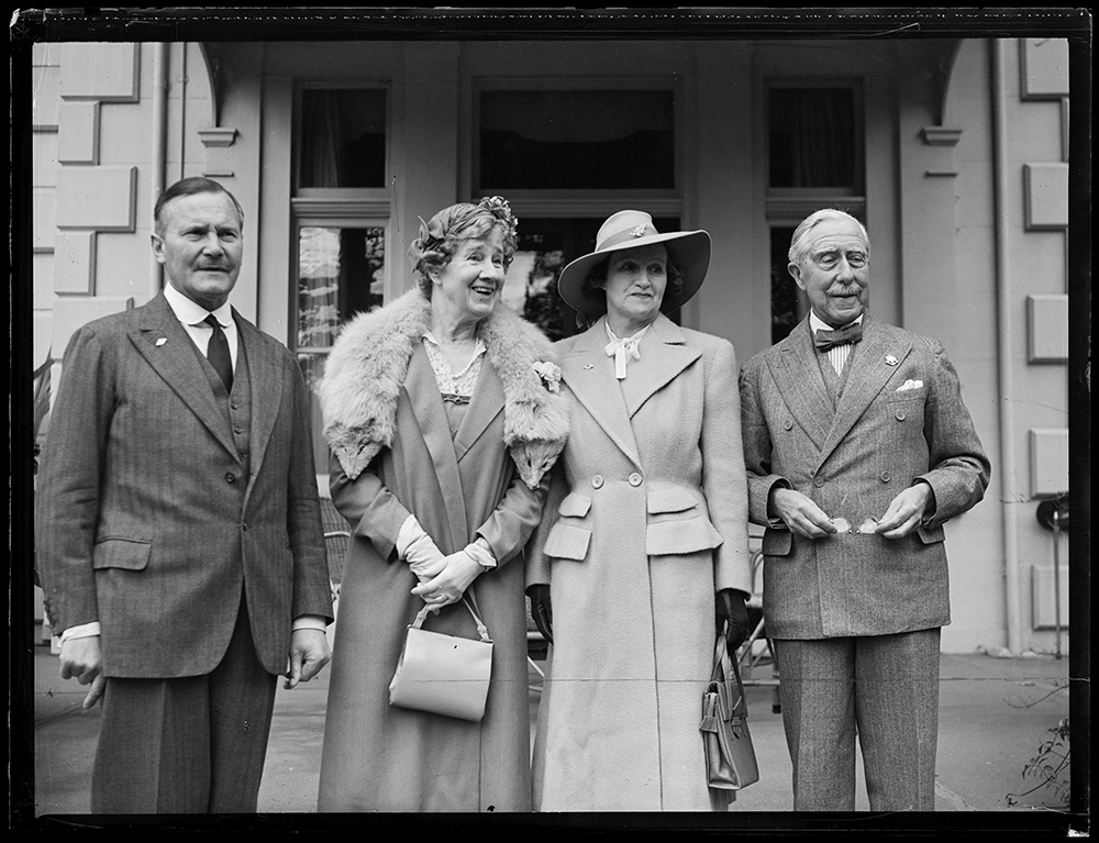 Lord Freyberg (left), Lady Bledisloe, Lady Freyberg, and Lord Bledisloe
