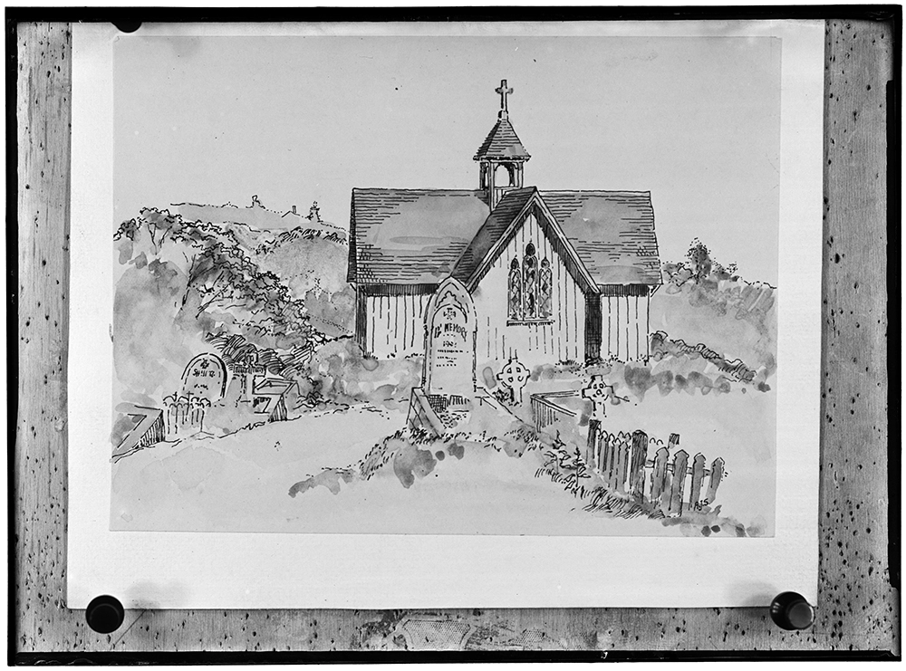 Etching of Church (copied), St Stephen's Chapel Judges Bay