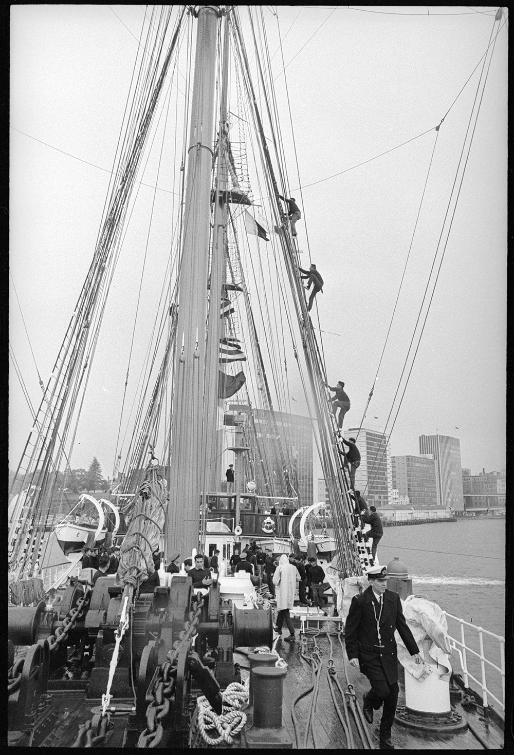 The Chilean Navy training ship Esmeralda arriving in Sydney Harbour, 1966
