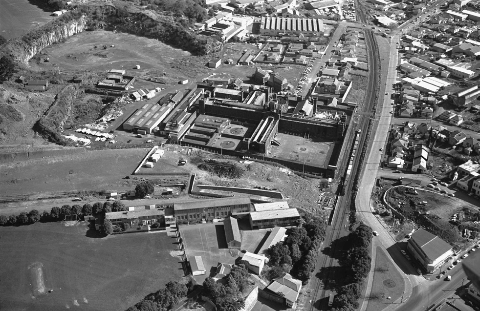 Aerial view of Mount Eden prison