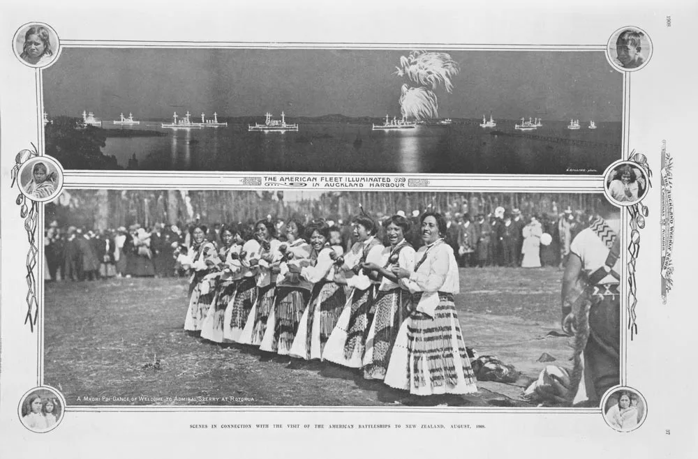 AMaori poi dance of welcome to Admiral Sperry at Rotorua