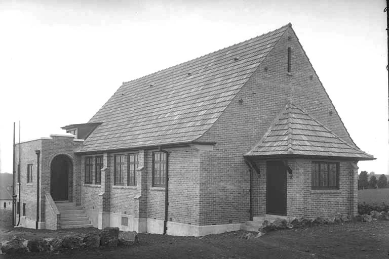 Showing the front and side of St Chads Church, Meadowbank....