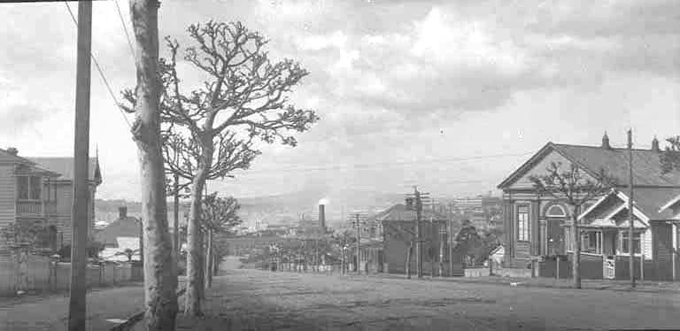 Looking north east from the vicinity of the corner of Wood....