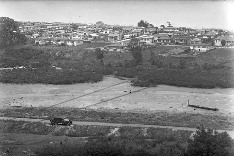 Looking south by west from West End Road showing car on....