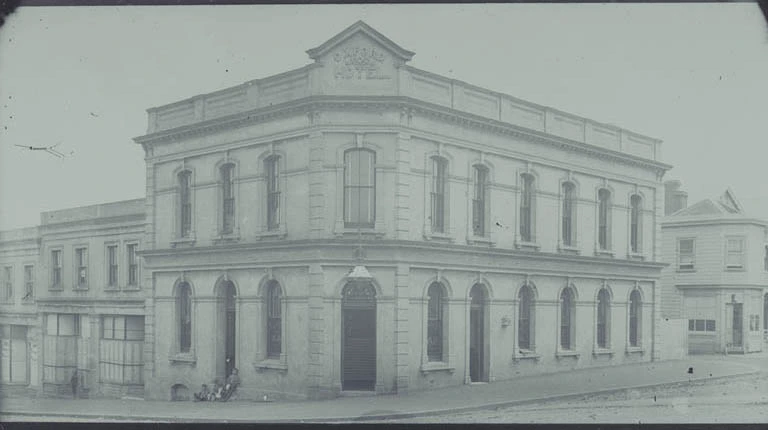 Showing the Oxford Hotel on the corner of...